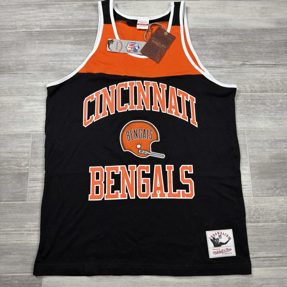 Mitchell & Ness Black/Orange Cincinnati Bengals Mdn Heritage Colorblock Tank Top